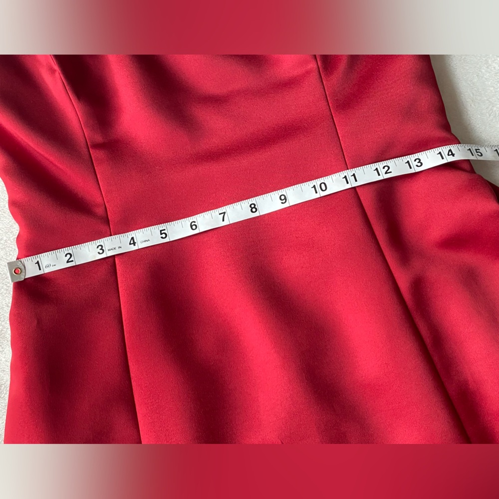 Nicole Miller Strapless Red Satin Evening Gown Crimson Formal Maxi Dress - Picture 12 of 15